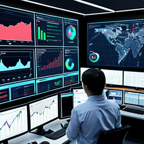 Home 11 **Image Prompt:** A bustling, modern supply chain control center. Big screens display real-time data from IoT sensors tracking products across the globe. Data visualizations show demand forecasting powered by AI, with managers making decisions based on the insights. Emphasize efficiency, technology, and data-driven decision-making.