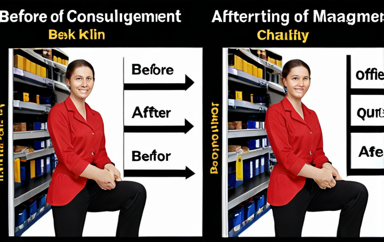 Here are two image prompts for Stable Diffusion, based on the provided text and table, illustrating the "before" and "after" impact of external consulting on supply chain management: