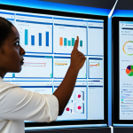 A diverse team of professional supply chain managers, fully clothed in modest business attire, are collaboratively discussing data in a modern, bright supply chain control room. They are gathered around a large digital screen displaying complex logistical information, with one person pointing to a key metric and others listening actively, showcasing effective communication and problem-solving. The atmosphere is focused and efficient. safe for work, appropriate content, professional, perfect anatomy, correct proportions, natural pose, well-formed hands, proper finger count, natural body proportions, high-resolution, cinematic lighting, corporate photography.