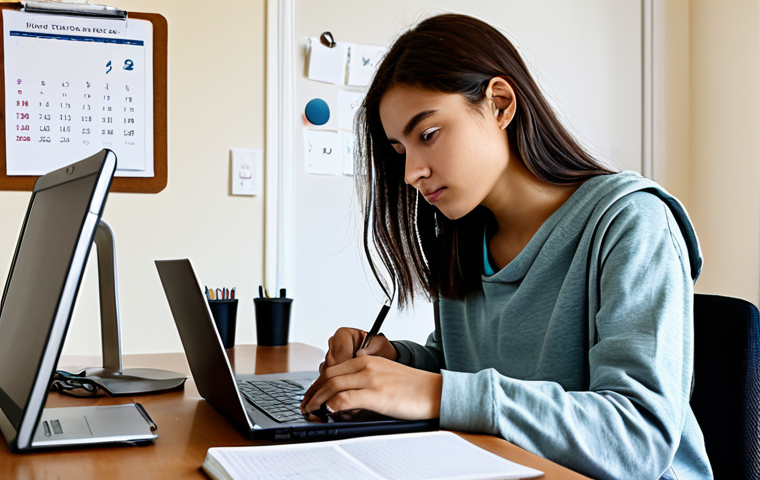Studying at Home**

A focused student, fully clothed in comfortable clothes, studying SCM materials at a desk in a well-lit room. Open textbooks, notes, and a laptop are visible. A calendar hangs on the wall. "Safe for work," "appropriate content," "fully clothed," "professional," "modest," "perfect anatomy," "correct proportions," "natural pose."

**