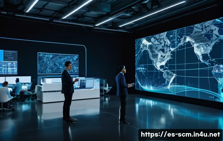 SCM 전문가를 위한 최신 연구 논문 - **Prompt:** A sleek, futuristic control center for a global supply chain. In the foreground, a diver...