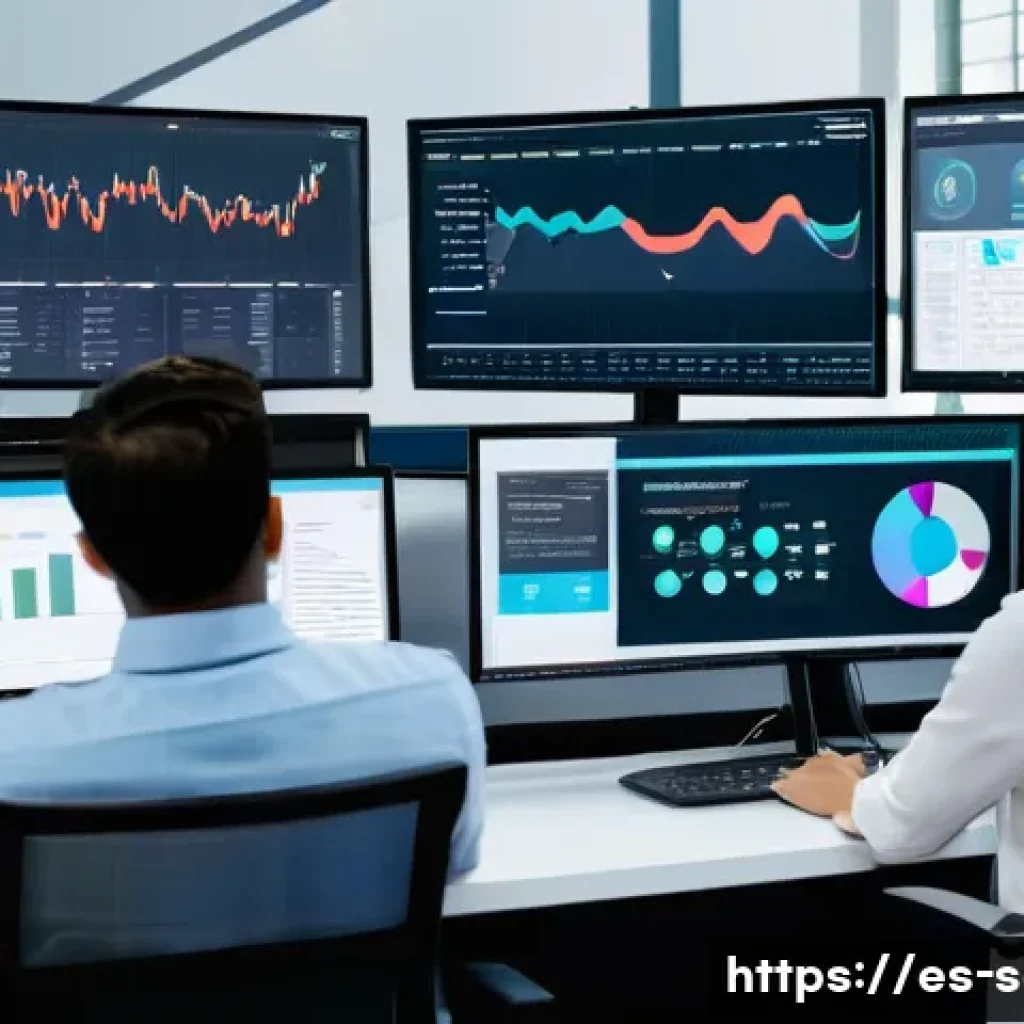 공급망관리와 Lean Manufacturing - A modern manufacturing control room showcasing a diverse team of professionals collaborating over la...