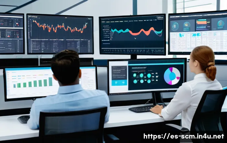 공급망관리와 Lean Manufacturing - A modern manufacturing control room showcasing a diverse team of professionals collaborating over la...