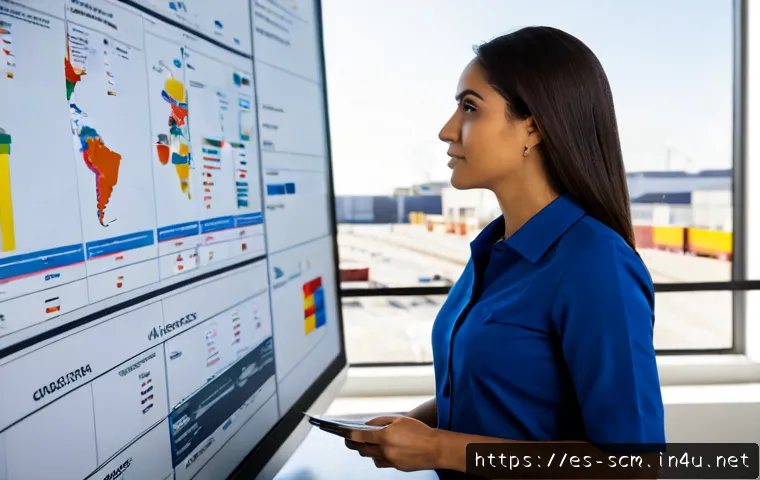 공급망관리 전문가의 성공 비결 - Photorealistic supply chain management expert in a modern Madrid logistics control room, a confident...